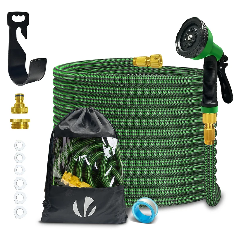Tuyau d’Arrosage Extensible 15m Renforce avec Accessoires vert