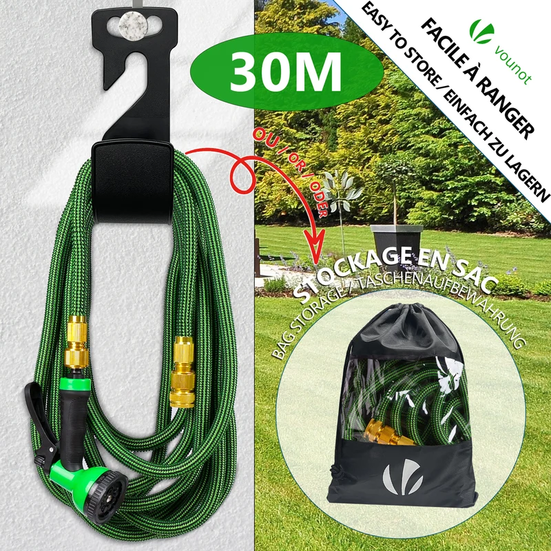 Tuyau d’Arrosage Extensible 30m Renforce avec Accessoires vert