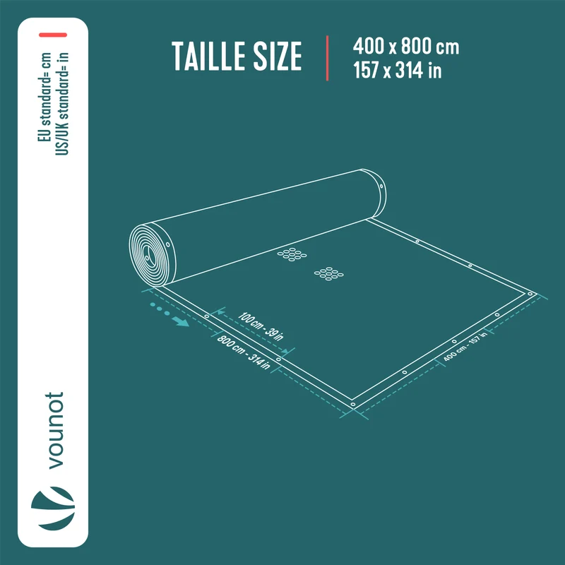 Bache piscine rectangulaire en Polyethylene 160 gr/m2 4x8m Bleue foncé