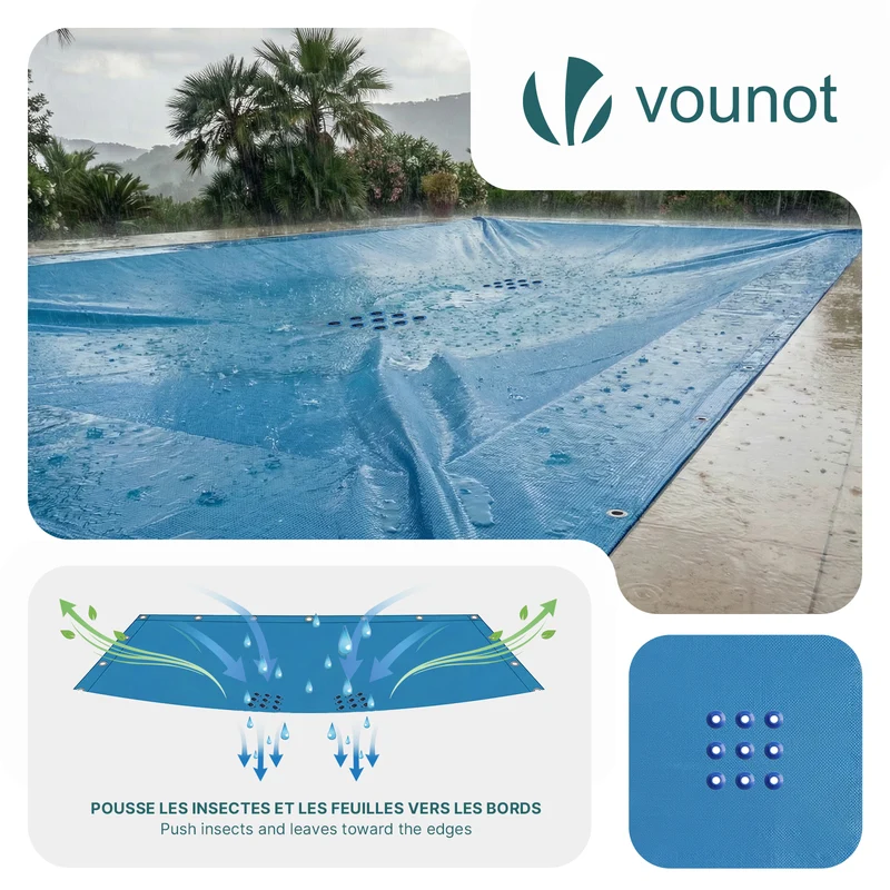 Bache piscine rectangulaire en Polyethylene 160 gr/m2 4x8m Bleue foncé