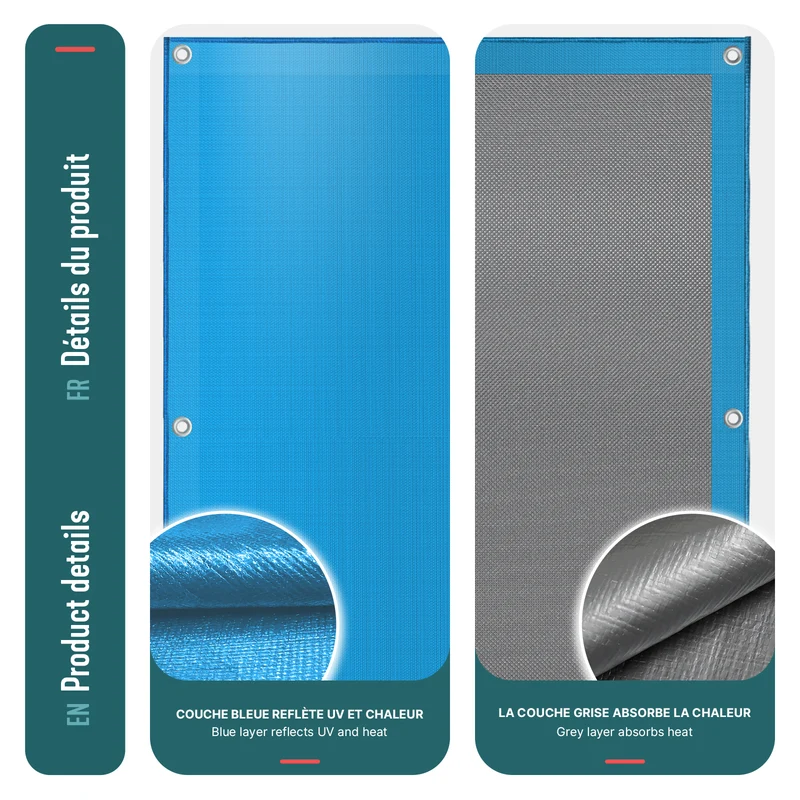 Bache piscine rectangulaire en Polyethylene 160 gr/m2 4x8m Bleue foncé
