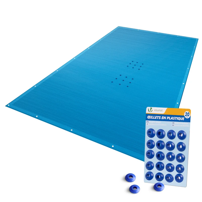 Bache piscine rectangulaire en Polyethylene 160 gr/m2 4x7m Bleue foncé