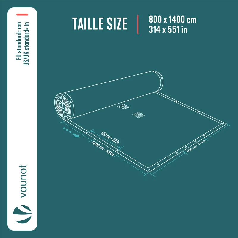 Bache piscine rectangulaire en Polyethylene 160 gr/m2 8x14m Bleue foncé