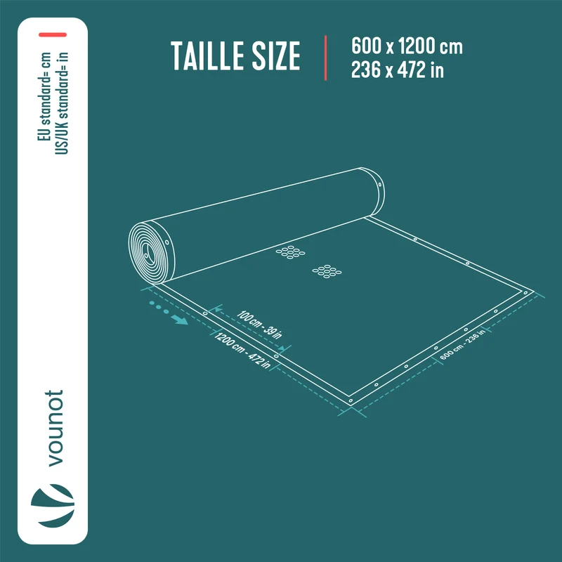 Bache piscine rectangulaire en Polyethylene 160 gr/m2 6x12m Bleue foncé