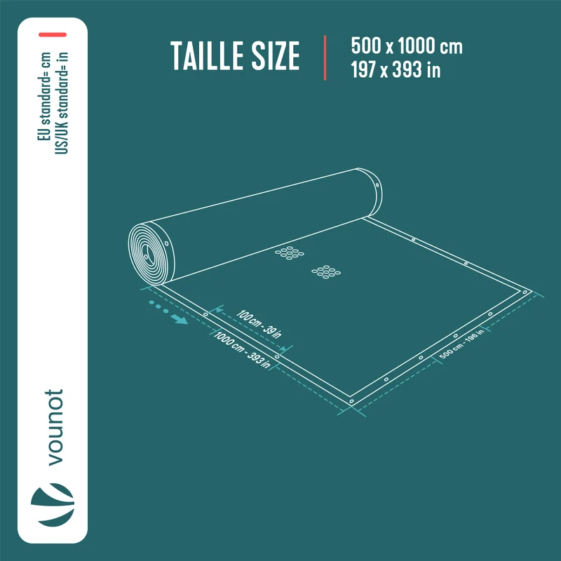 Bache piscine rectangulaire en Polyethylene 160 gr/m2 5x10m Bleue foncé