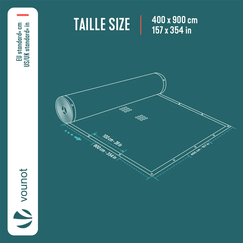 Bache piscine rectangulaire en Polyethylene 160 gr/m2 4x9m Bleue foncé