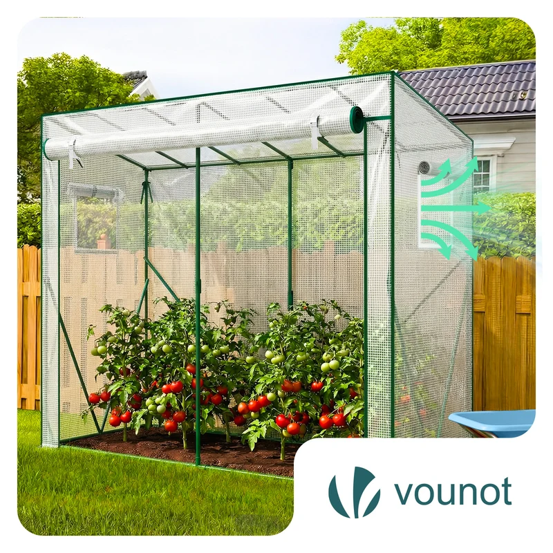 Serre de jardin Serre tomates avec porte et fenetres moustiquaire bache PE renforcee 135g/m2 200x77x170cm Blanc