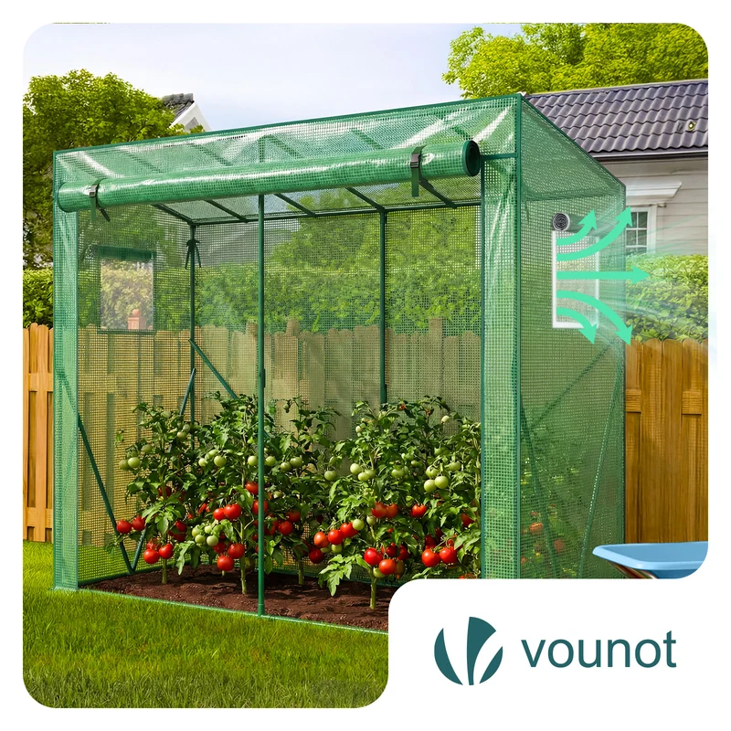 Serre de jardin Serre tomates avec porte et fenetres moustiquaire bache PE renforcee 135g/m2 200x77x170cm Vert