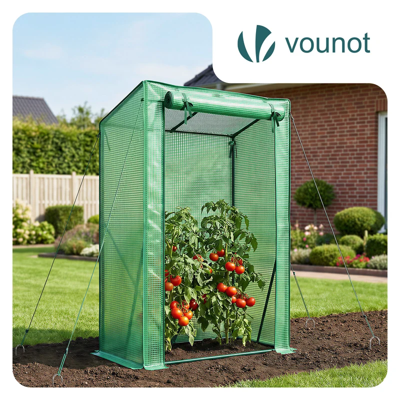 Serre de jardin Serre tomates avec grande porte enroulable bache PE renforcee 135g/m2 100x50x150cm Vert