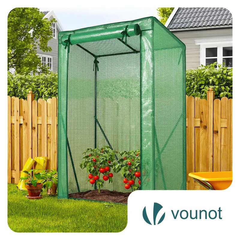 Serre de jardin Serre tomates avec grande porte enroulable bache PE renforcee 135g/m2 100x50x150cm Vert