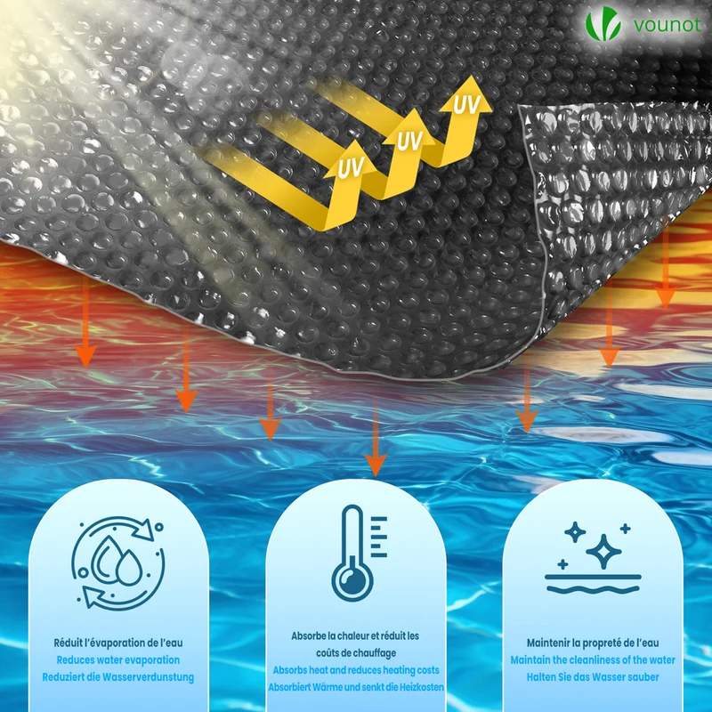 Bache a bulle piscine 120 microns ronde decoupable Ø305cm noir