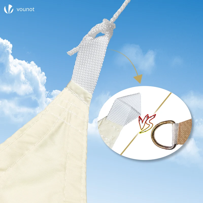 Voile d'ombrage Triangle en Polyester Imperméable avec Kit de Montage 3x3x3m Beige