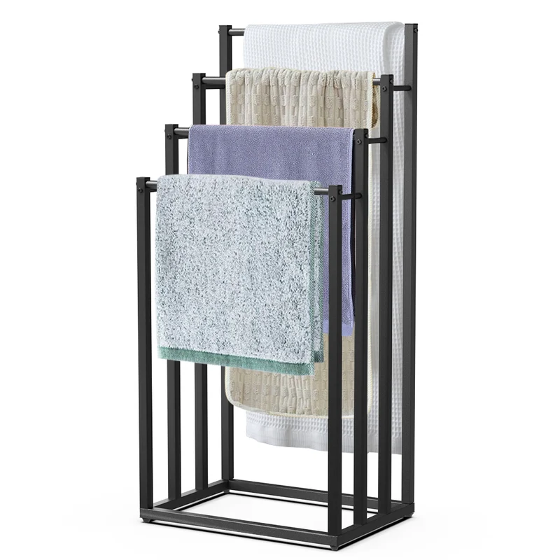 Porte serviettes sur pied autoportant 4 niveaux noir