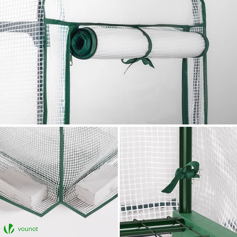 Serre de jardin avec etageres et bache PE renforcee 135gr/m2 69x49x193cm blanc