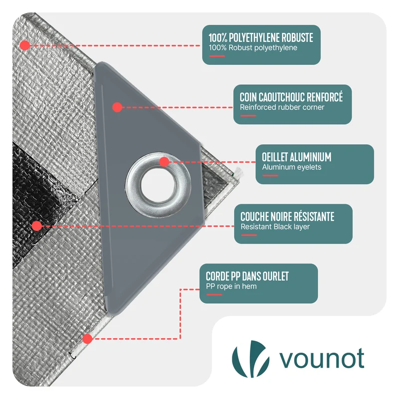 Bâche de Protection en Polyéthylène resistant et impermeable 180g/m² gris et noir 2x3m