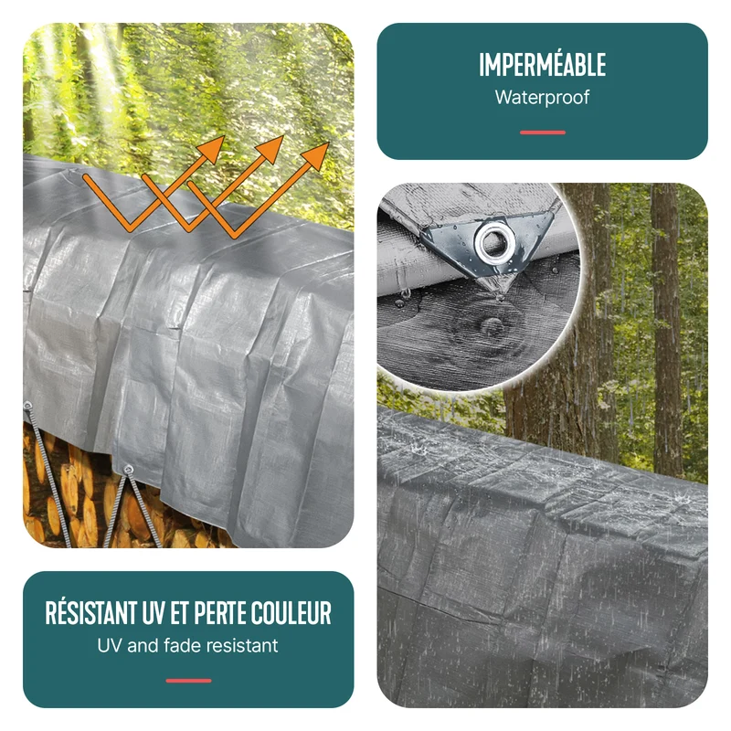 Bâche de Protection en Polyéthylène resistant et impermeable 180g/m² gris et noir 2x3m