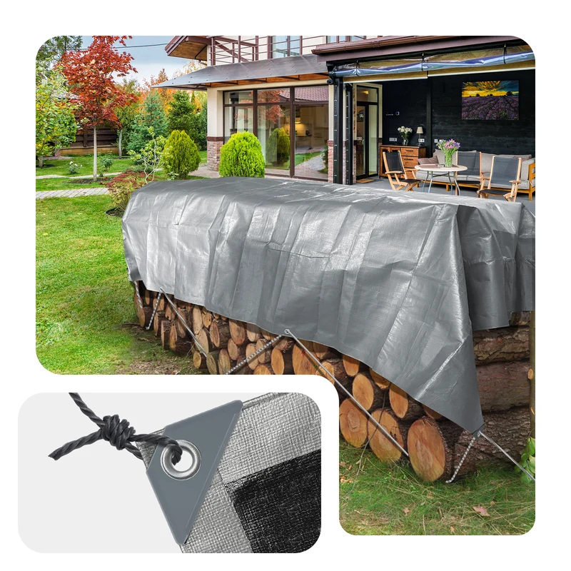 Bâche de Protection en Polyéthylène resistant et impermeable 180g/m² gris et noir 2x3m