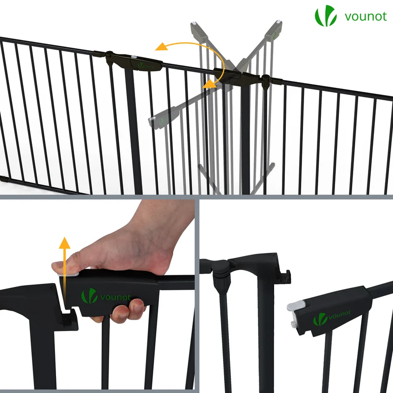 Barriere de securite cheminee pliable 3.75M 6 panneaux noir