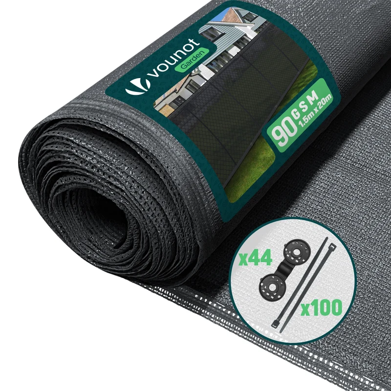 Brise vue occultant en HDPE 90g/m² 1.5x20m avec attaches de fixation anthracite