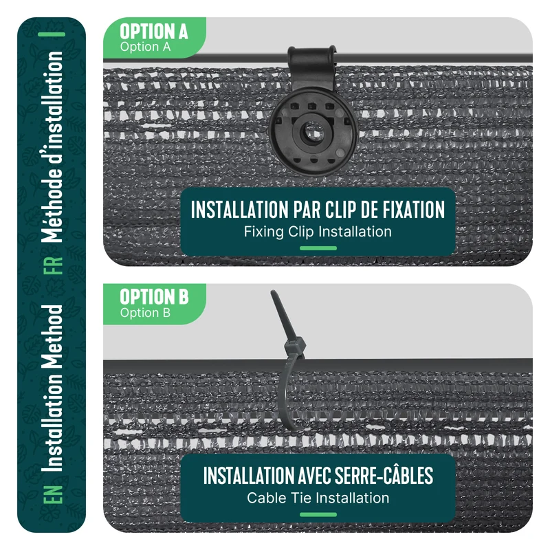 Brise vue occultant en HDPE 90g/m² 1.5x20m avec attaches de fixation anthracite