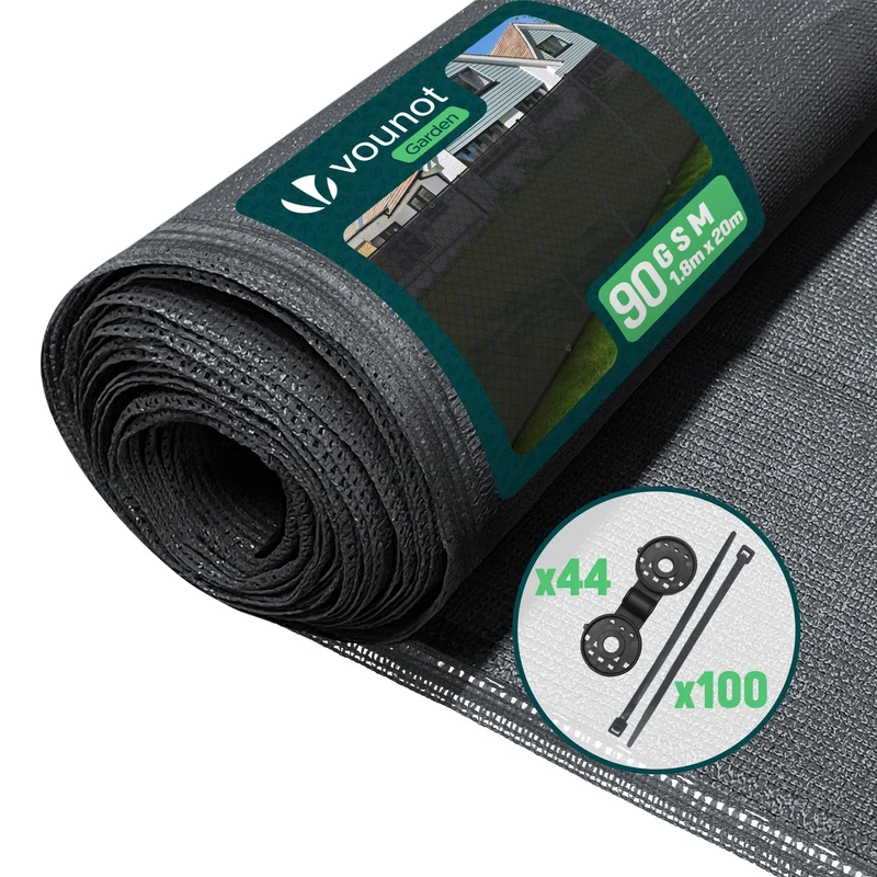 Brise vue occultant en HDPE 90g/m² 1.8x20m avec attaches de fixation anthracite
