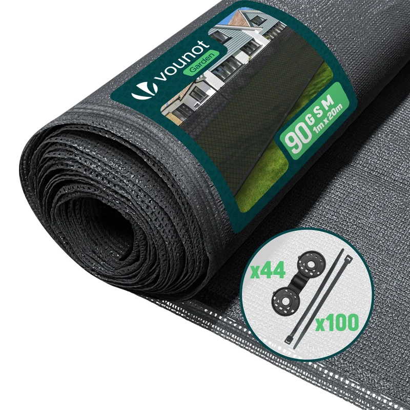 Brise vue occultant en HDPE 90g/m² 1x20m avec attaches de fixation anthracite