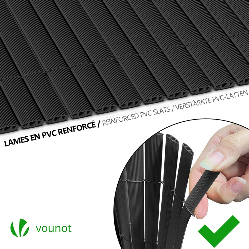 Canisse PVC brise vue renforce avec attaches de fixation 90x500cm gris