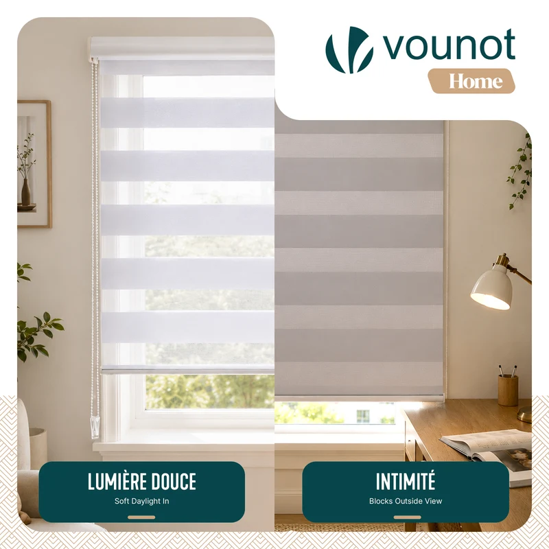 Store enrouleur jour nuit double 80x150cm Blanc