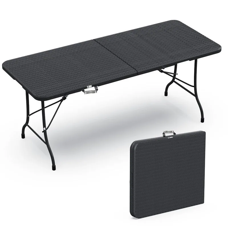Table de camping pique nique pliable 180cm HDPE polyrotin noire