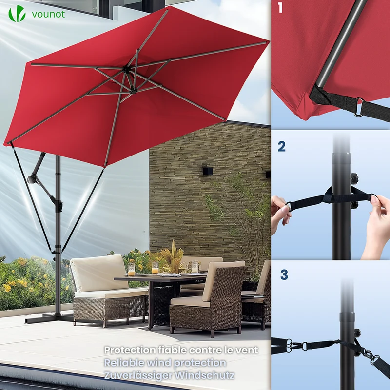 Parasol deporte 3M avec housse de protection et sangle de fixation Rouge