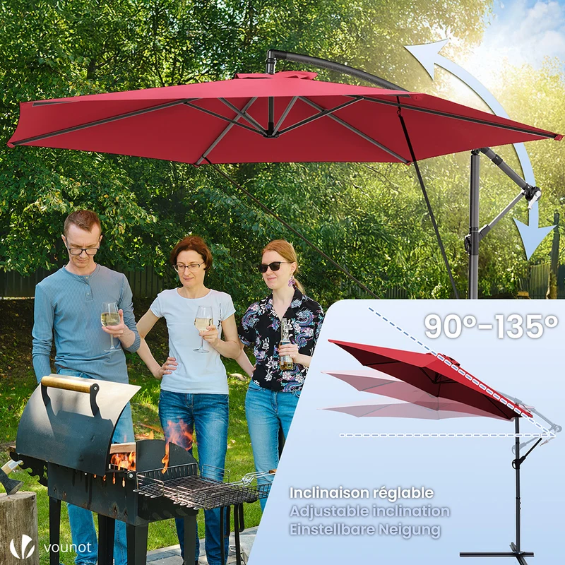 Parasol deporte 3M avec housse de protection et sangle de fixation Rouge