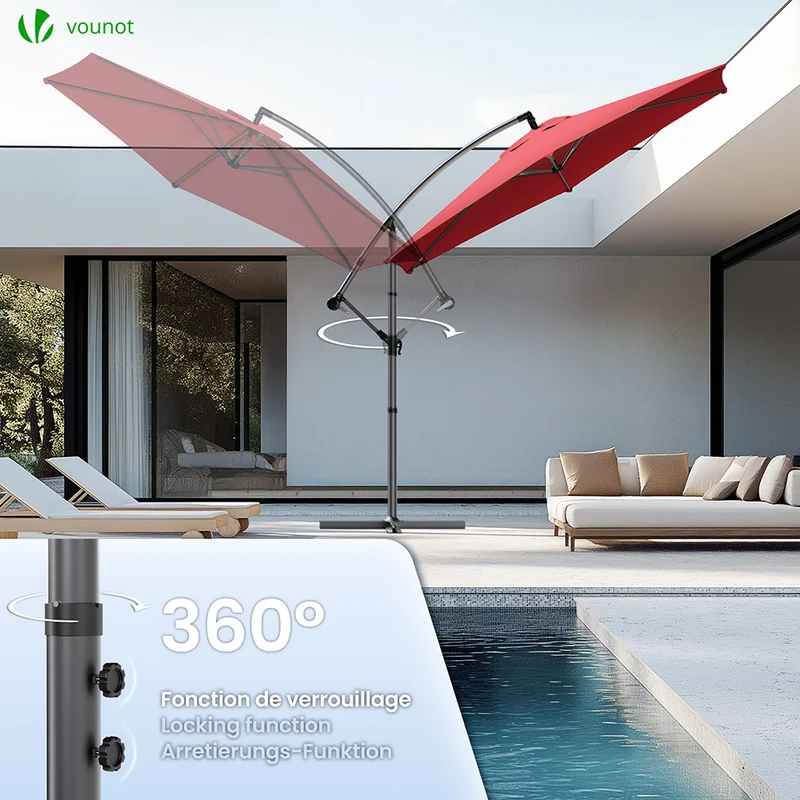 Parasol deporte 3M avec housse de protection et sangle de fixation Rouge
