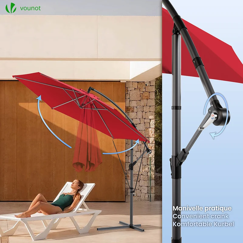 Parasol deporte 3M avec housse de protection et sangle de fixation Rouge