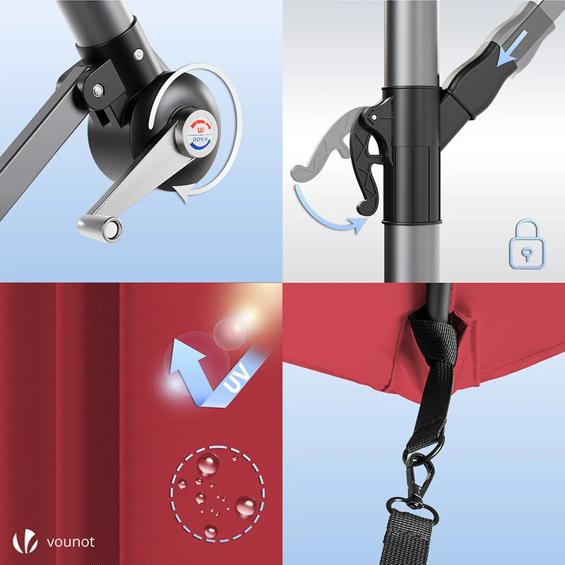 Parasol deporte 3M avec housse de protection et sangle de fixation Rouge