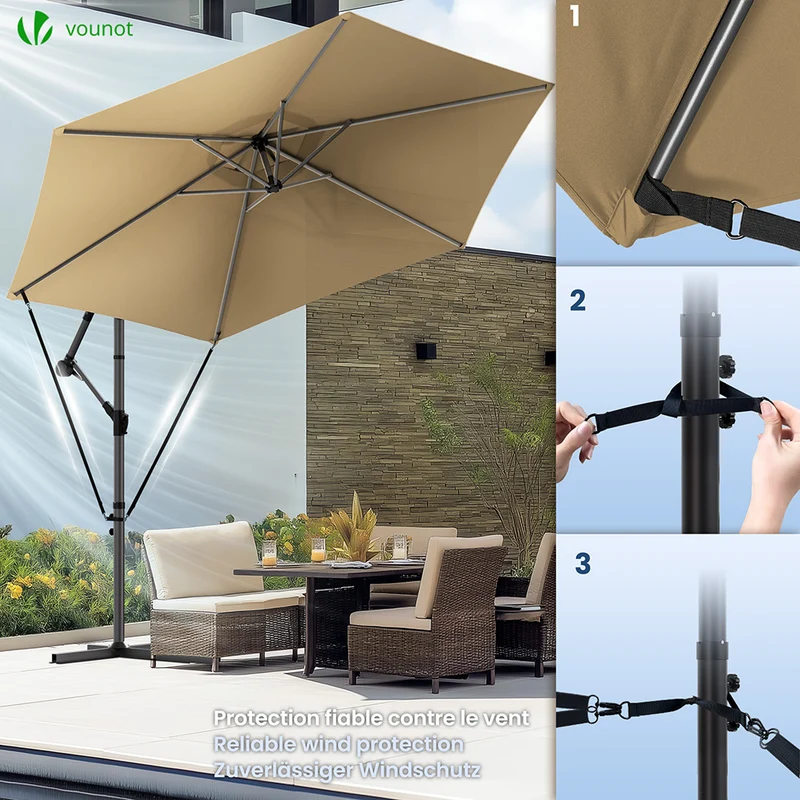 Parasol deporte 3M avec housse de protection et sangle de fixation Kaki