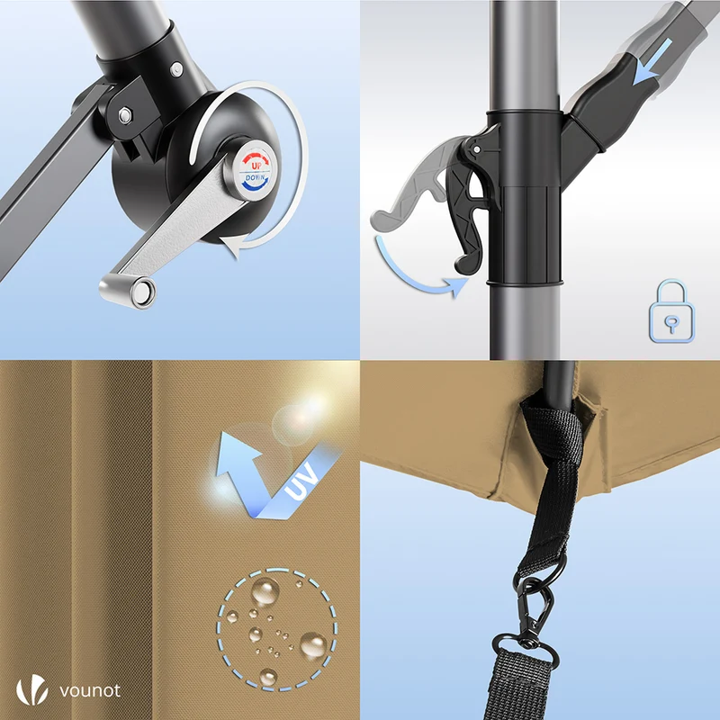 Parasol deporte 3M avec housse de protection et sangle de fixation Kaki