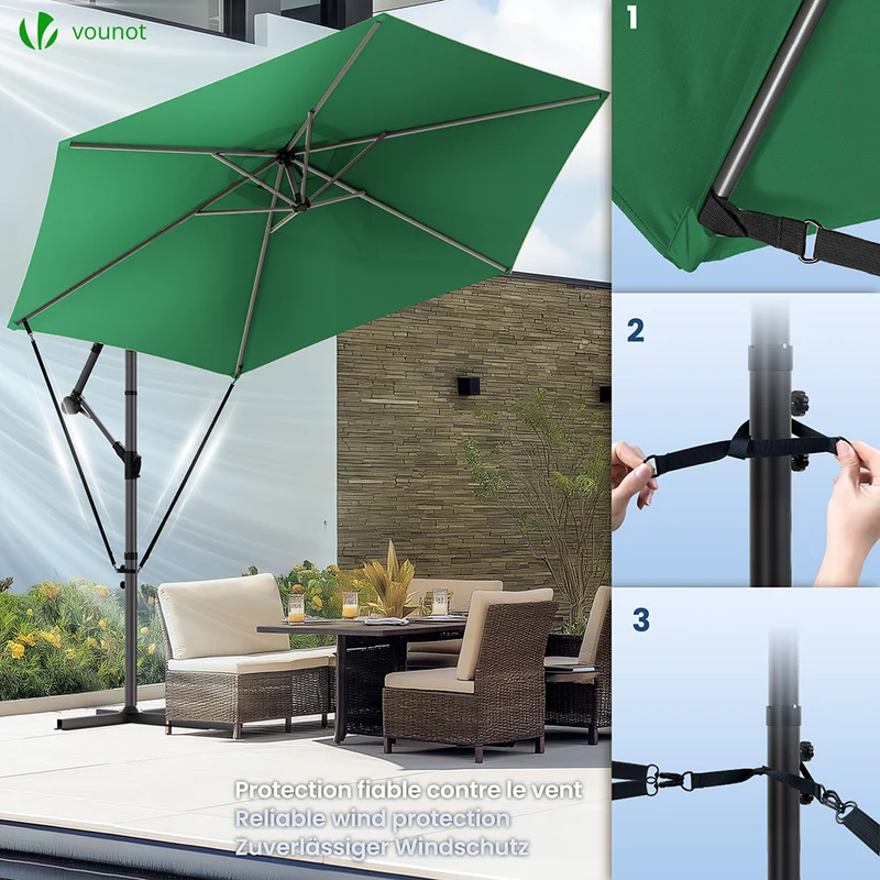 Parasol deporte 3M avec housse de protection et sangle de fixation Vert