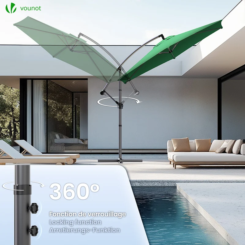 Parasol deporte 3M avec housse de protection et sangle de fixation Vert