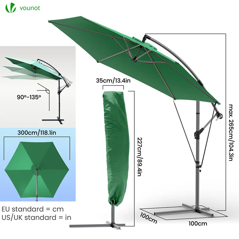 Parasol deporte 3M avec housse de protection et sangle de fixation Vert