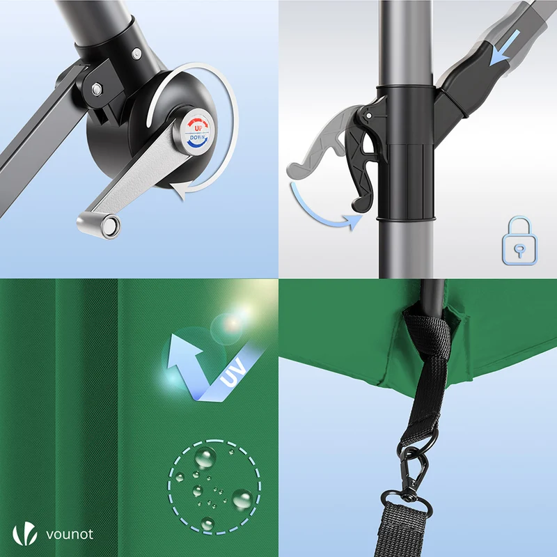 Parasol deporte 3M avec housse de protection et sangle de fixation Vert
