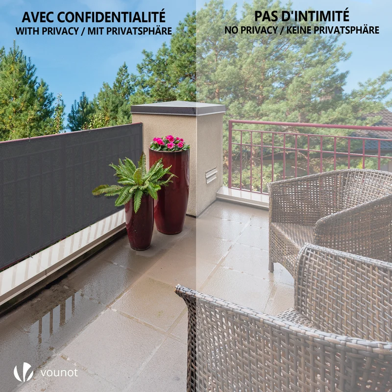 Brise vue occultant en HDPE 150g/m² 1x10m avec attaches de fixation anthracite