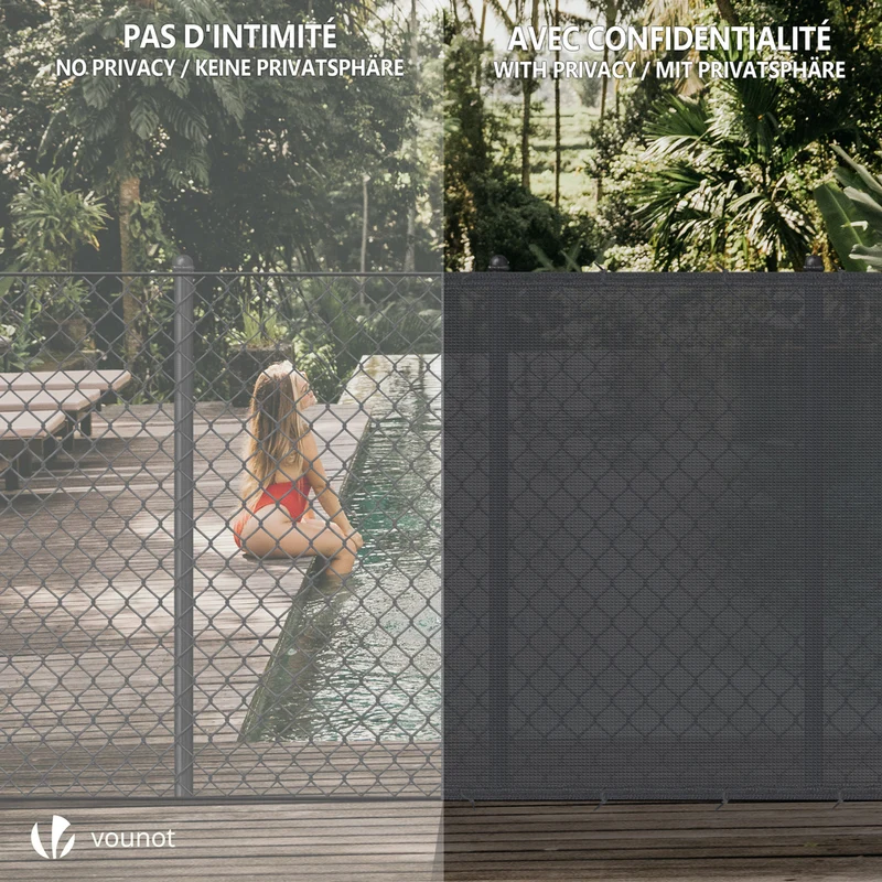Brise vue occultant en HDPE 150g/m² 1.5x10m avec attaches de fixation anthracite