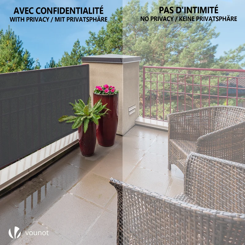 Brise vue occultant en HDPE 150g/m² 1.5x10m avec attaches de fixation anthracite