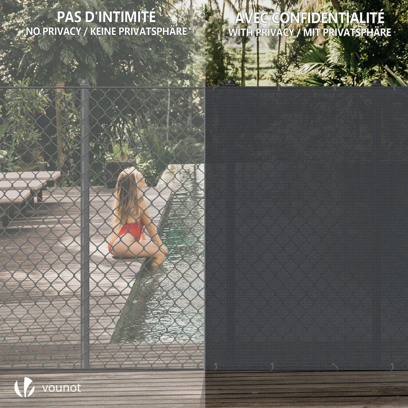 Brise vue occultant en HDPE 150g/m² 1.8x10m avec attaches de fixation anthracite