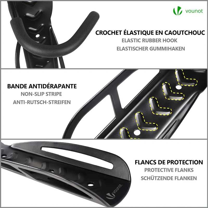 Lot de 4 supports de velo mural rangement suspendu noir
