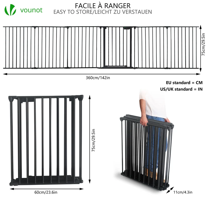 Barriere de securite Grande Version 3.6M 6 Panneaux noire