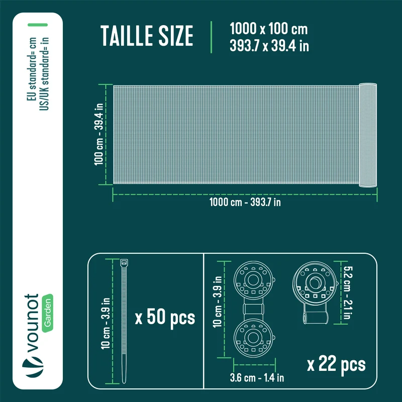Brise vue occultant en HDPE 90g/m² 1x10m avec attaches de fixation vert