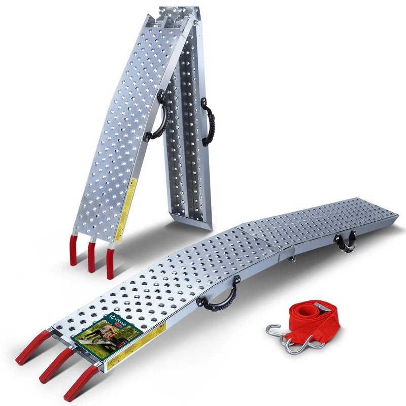 Rampe de chargement pliable Charge lourde antiderapant en acier galvanise 196cm