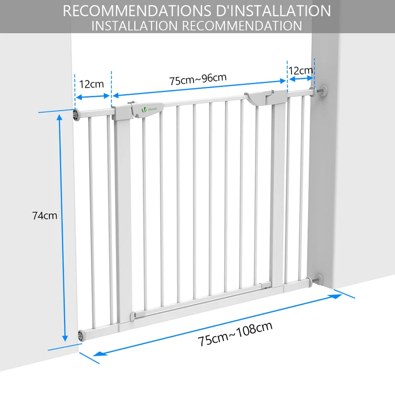 Barriere de Securite porte et escalier 100-108cm blanc pour animaux