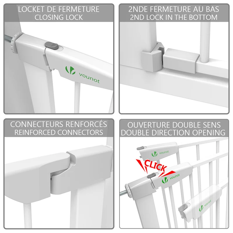 Barriere de Securite porte et escalier 100-108cm blanc pour animaux